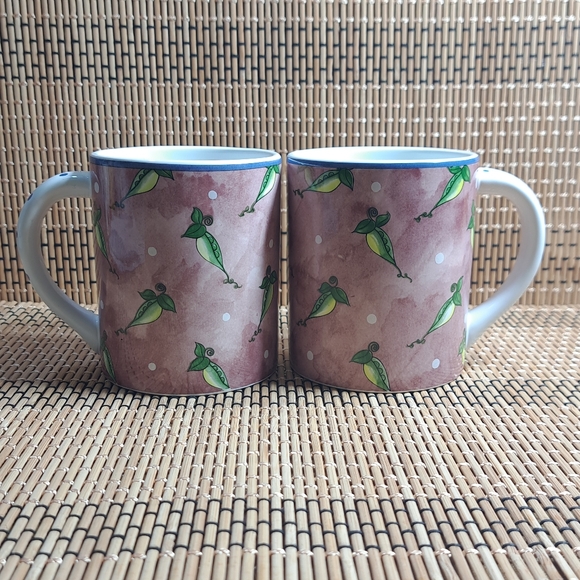 Bois‎ d' Arc by for The Essex Collection Coffee Cup Peas Mug Purple/Green Set/2 - Picture 1 of 12